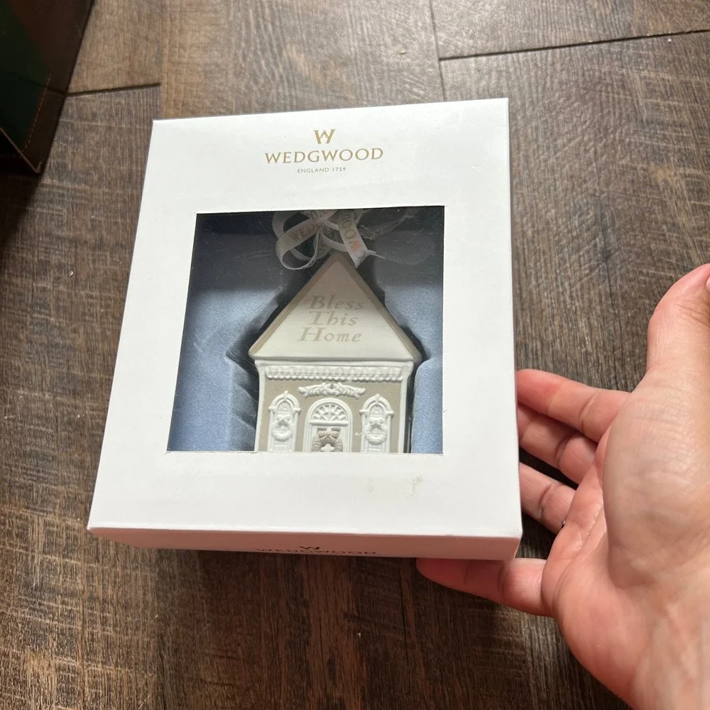 Wedgwood Bless This Home Porcelain House Ornament Neutral Cream Taupe 588344